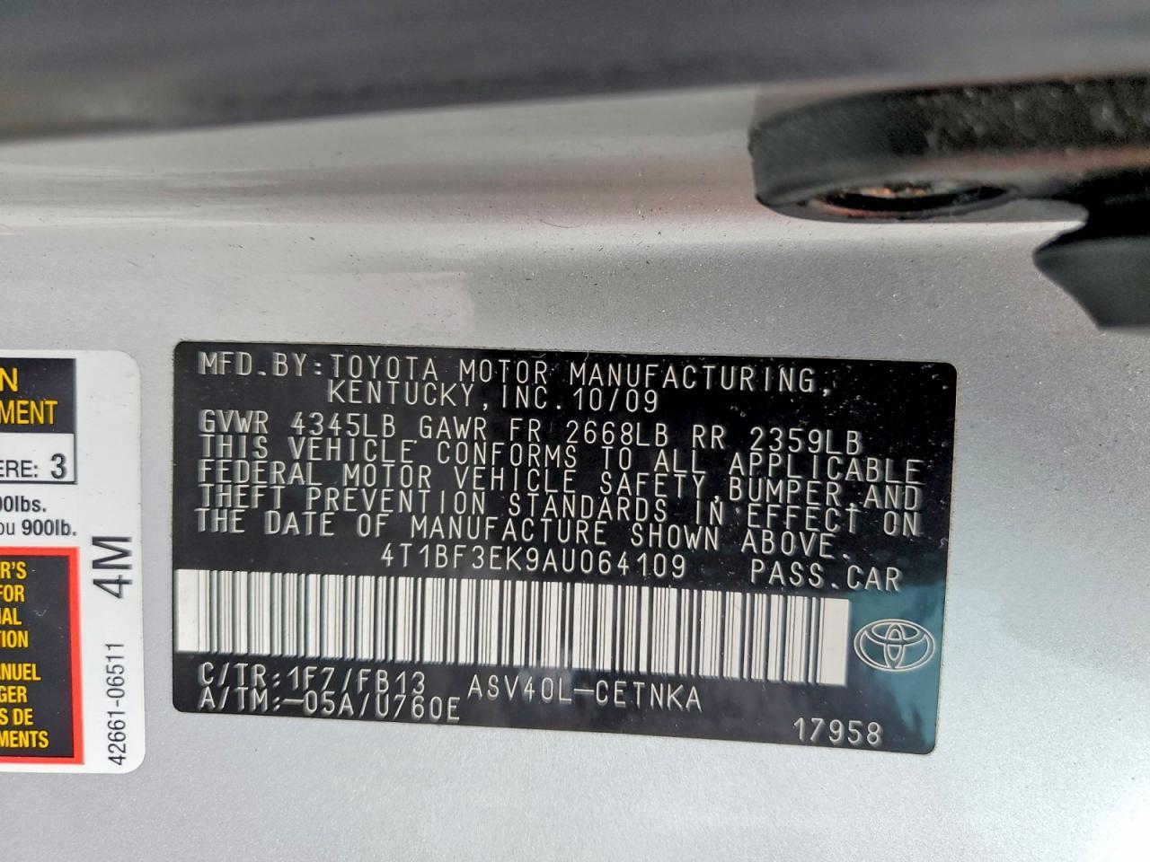 2010 TOYOTA CAMRY