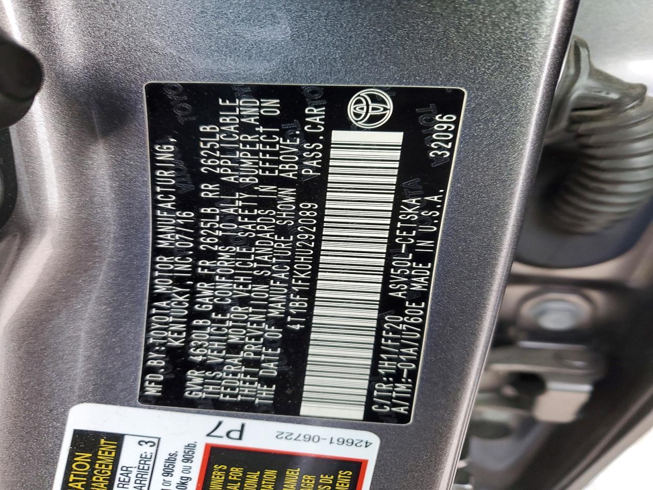 2017 TOYOTA CAMRY