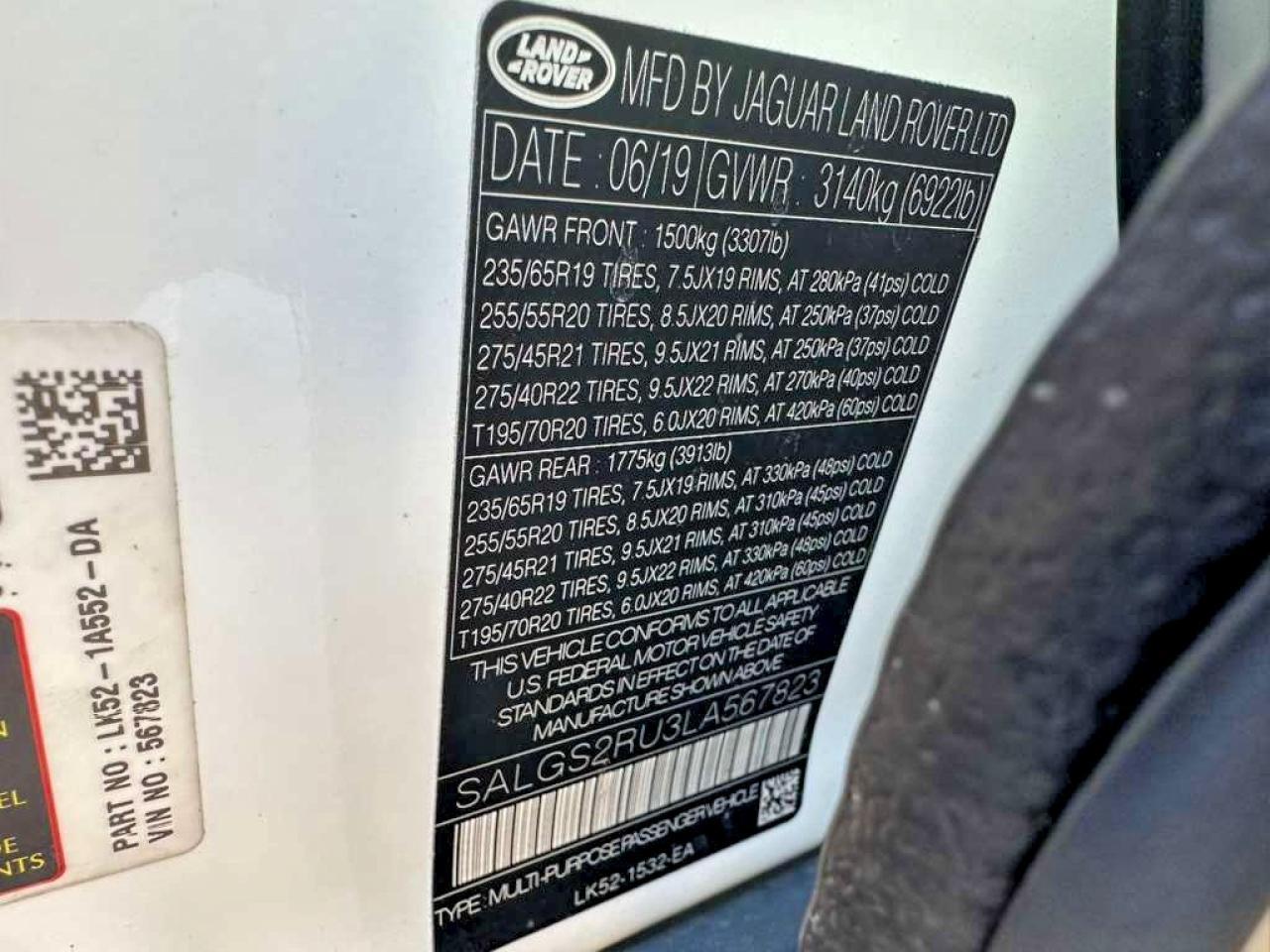 2020 LAND ROVER RANGE ROVER