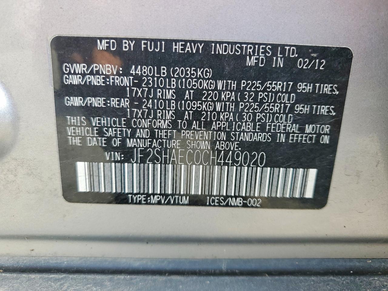 2012 SUBARU FORESTER