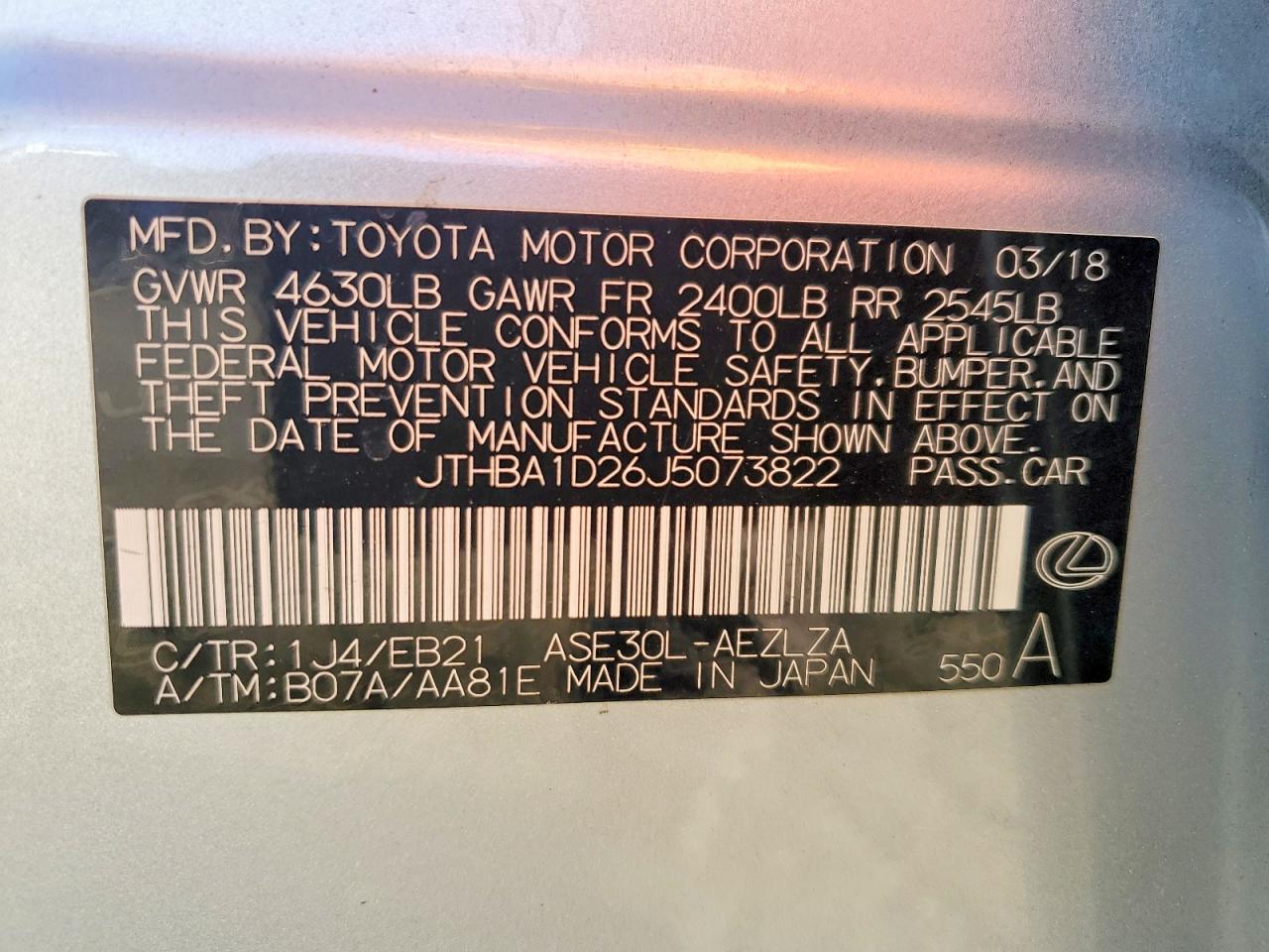 2018 LEXUS IS 300