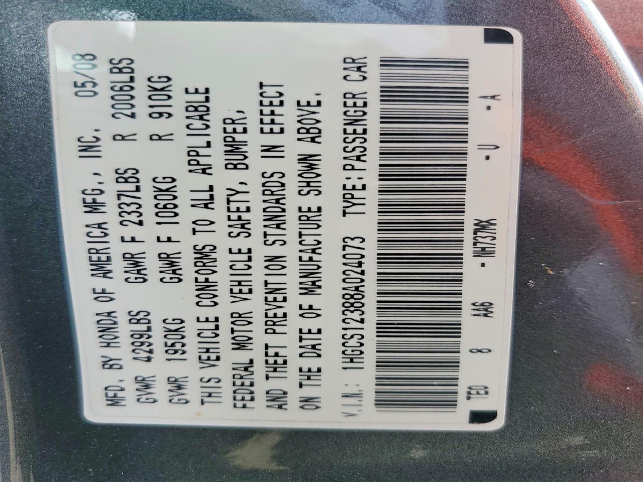 2008 HONDA ACCORD