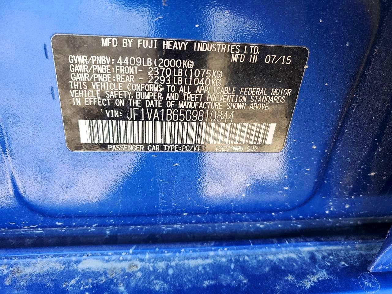2016 SUBARU WRX