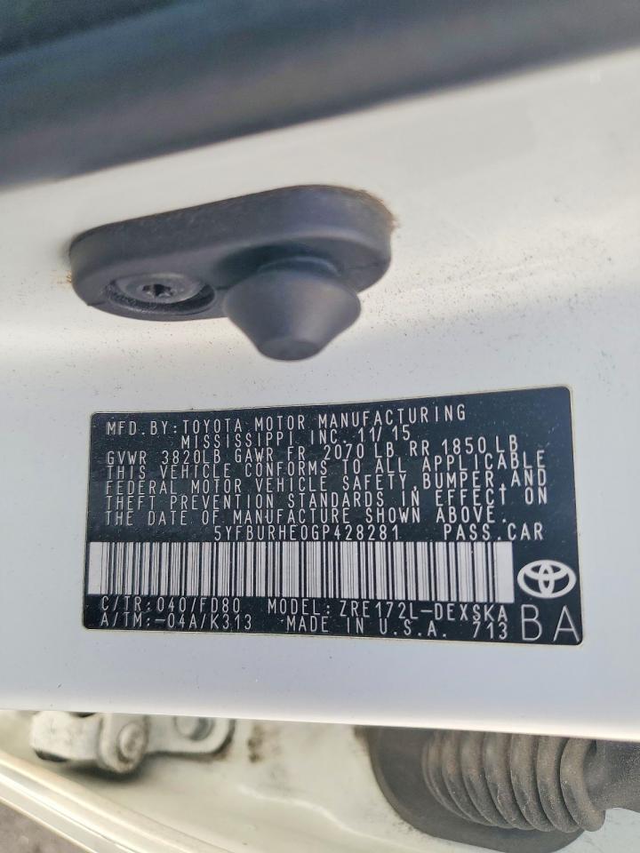 2016 TOYOTA COROLLA