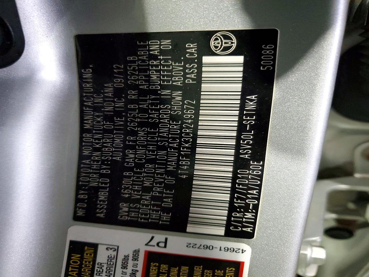 2012 TOYOTA CAMRY