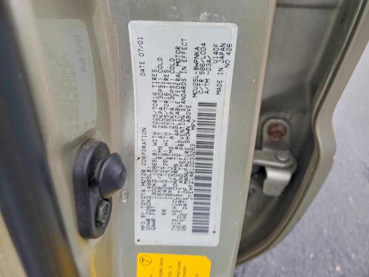 2001 TOYOTA HIGHLANDER