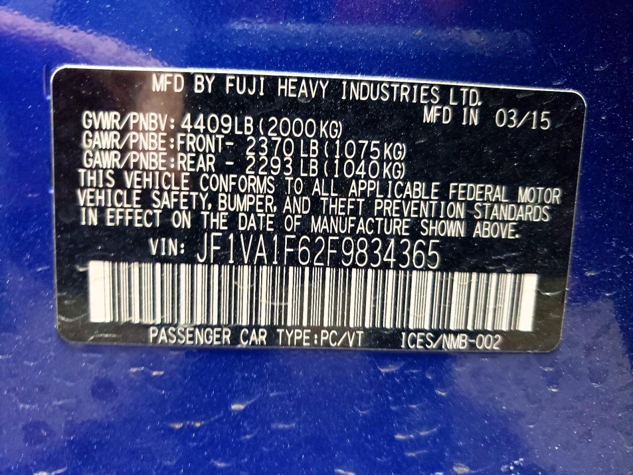 2015 SUBARU WRX