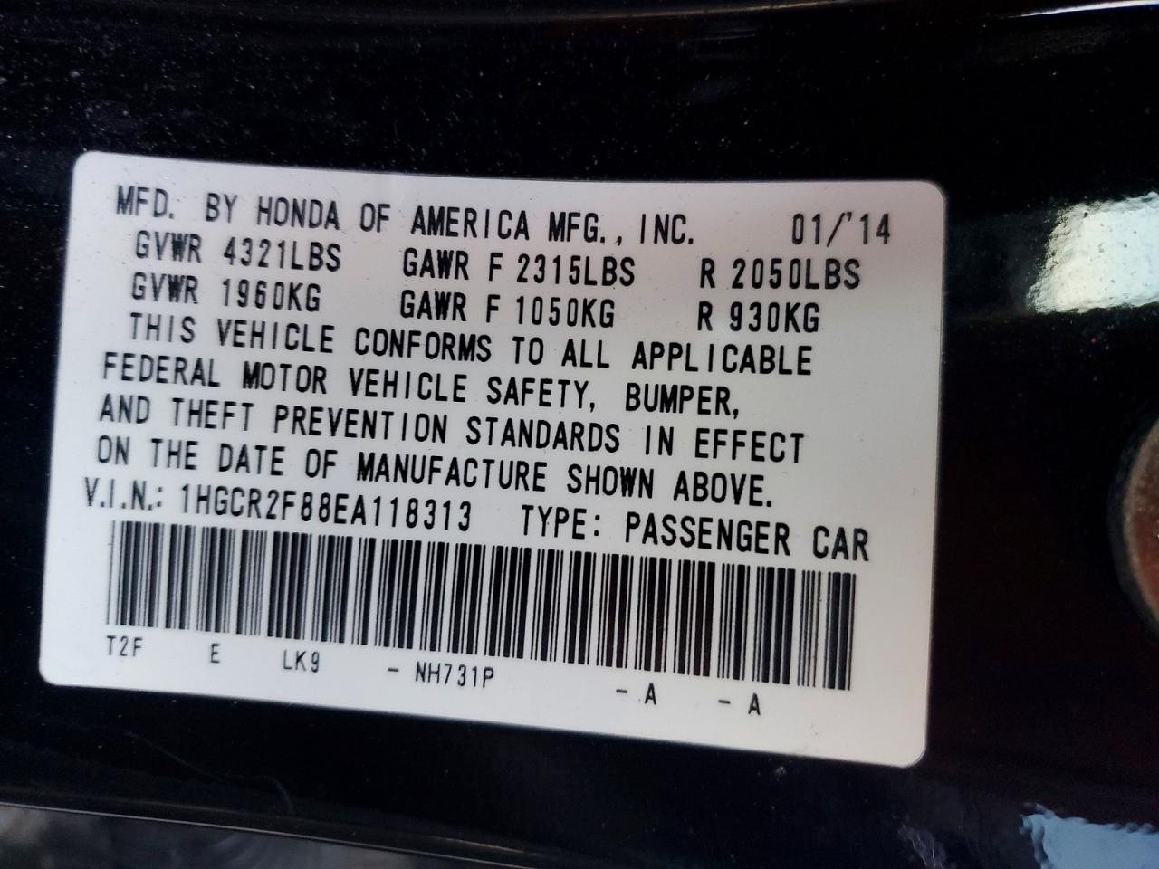 2014 HONDA ACCORD
