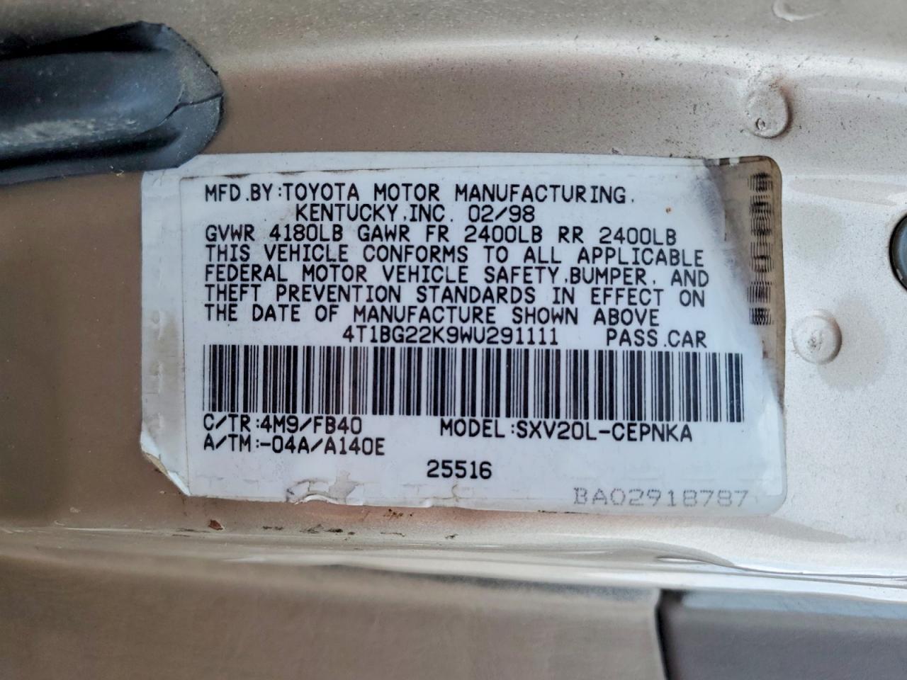 1998 TOYOTA CAMRY