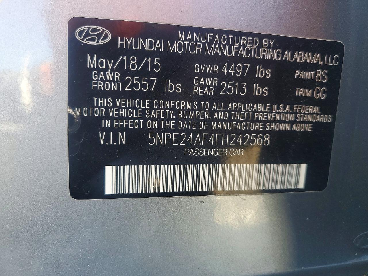 2015 HYUNDAI SONATA