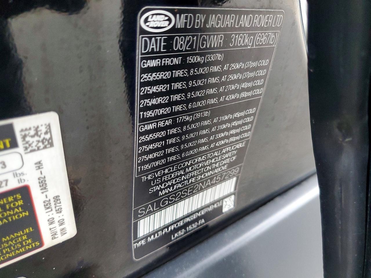 2022 LAND ROVER RANGE ROVER