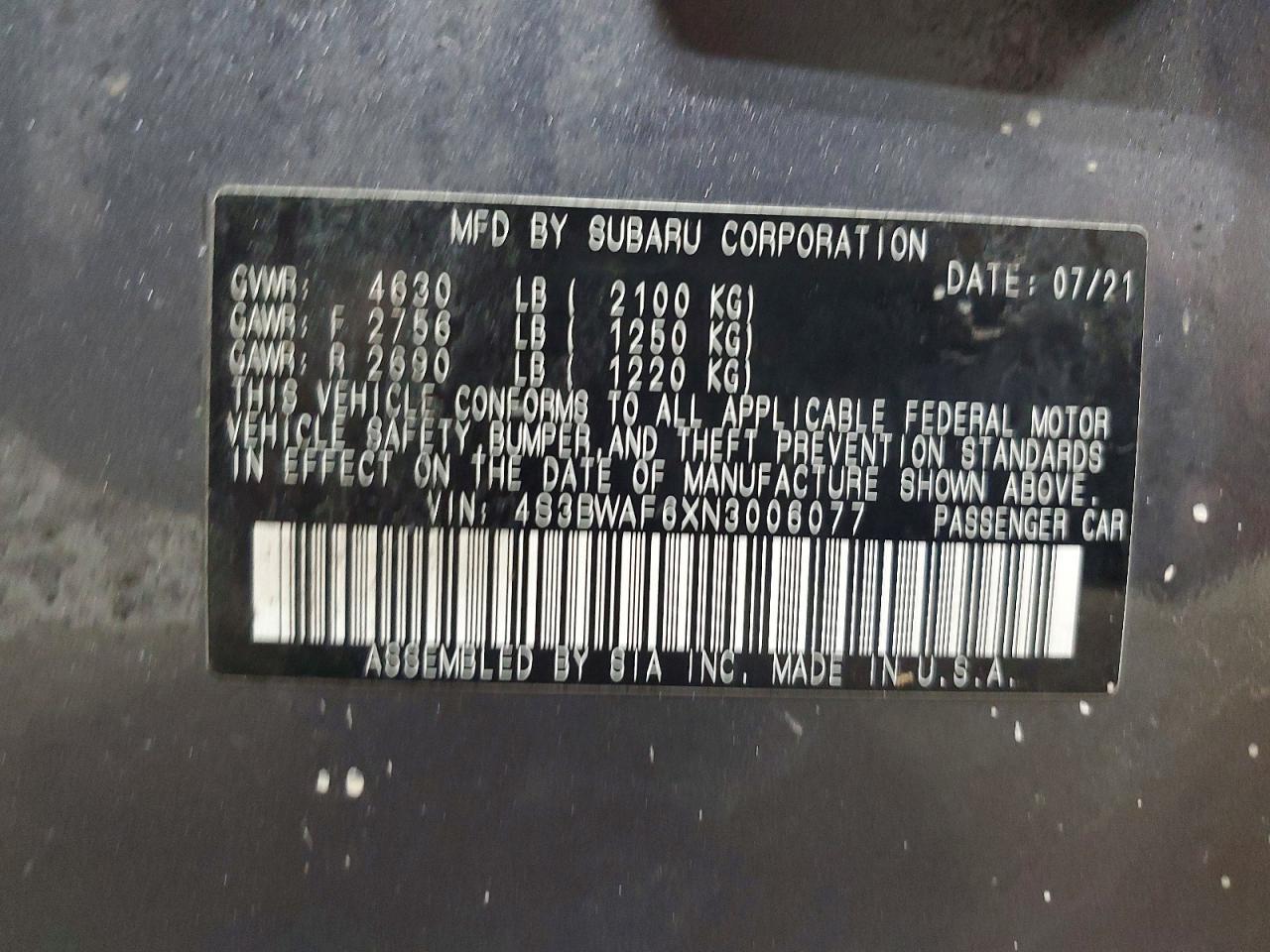 2022 SUBARU Legacy