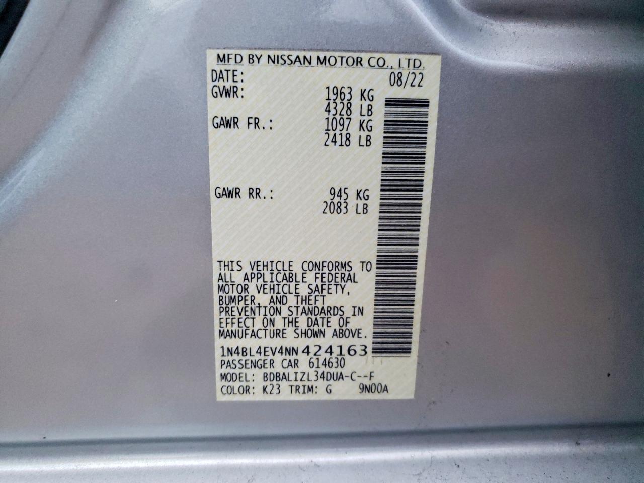 2022 NISSAN ALTIMA