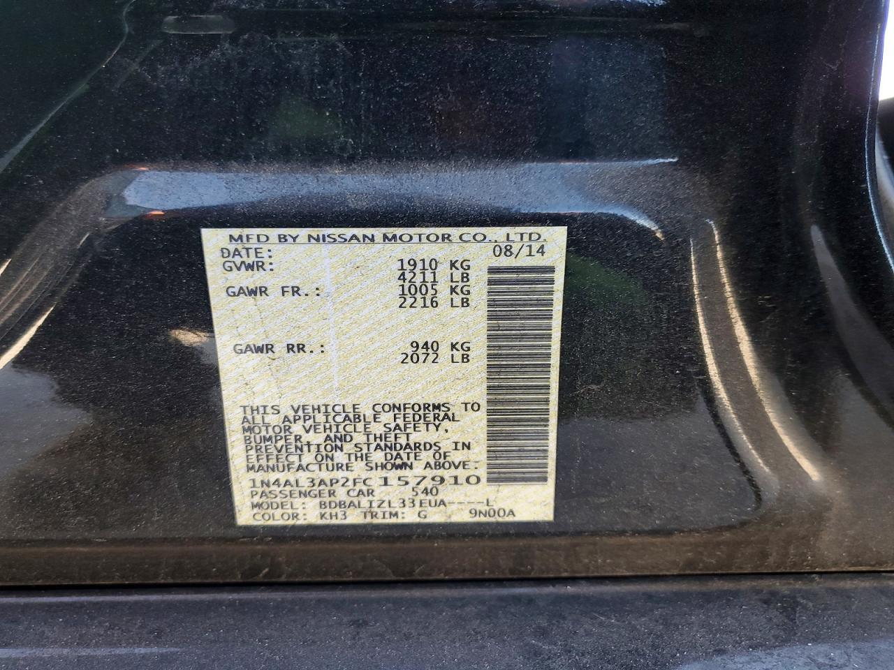 2015 NISSAN ALTIMA