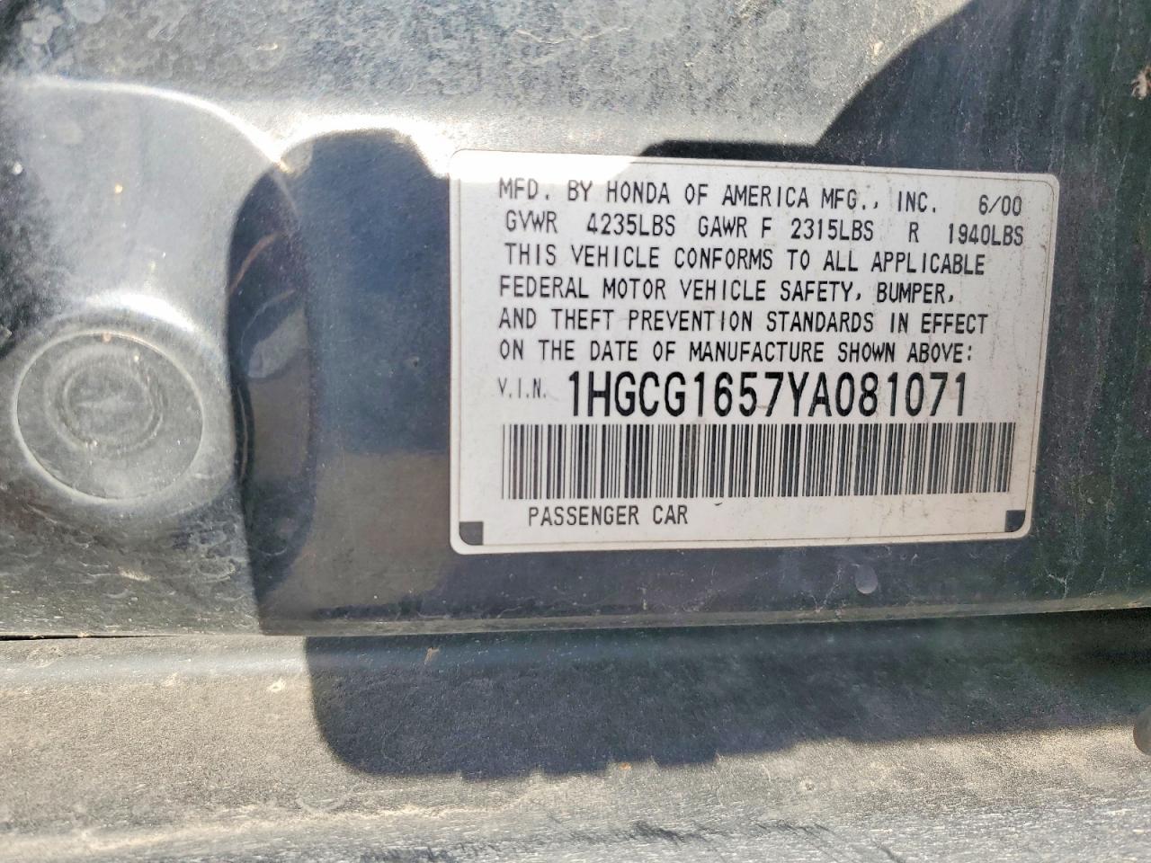 2000 HONDA ACCORD