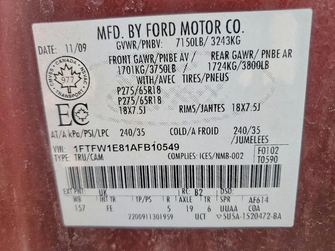 2010 FORD F-150 Lightning