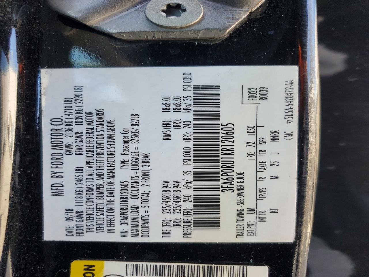 2019 FORD FUSION