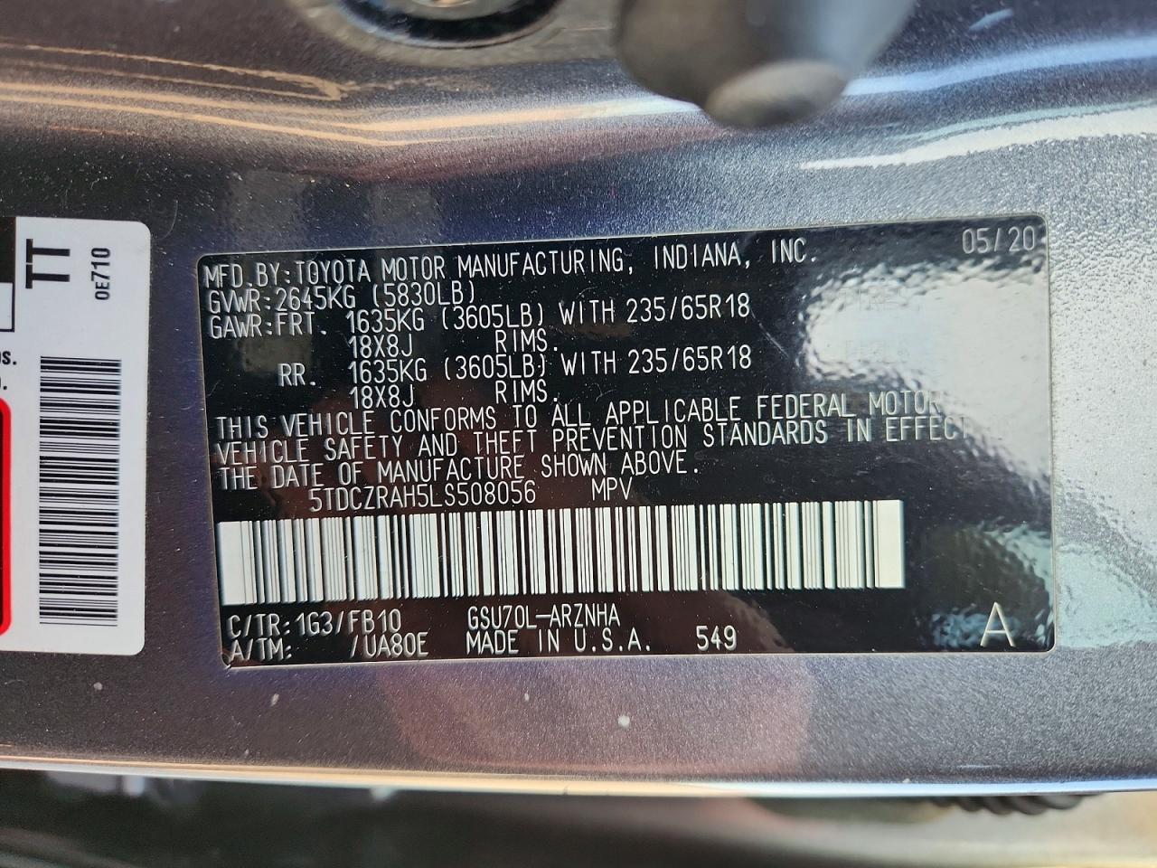 2020 TOYOTA HIGHLANDER