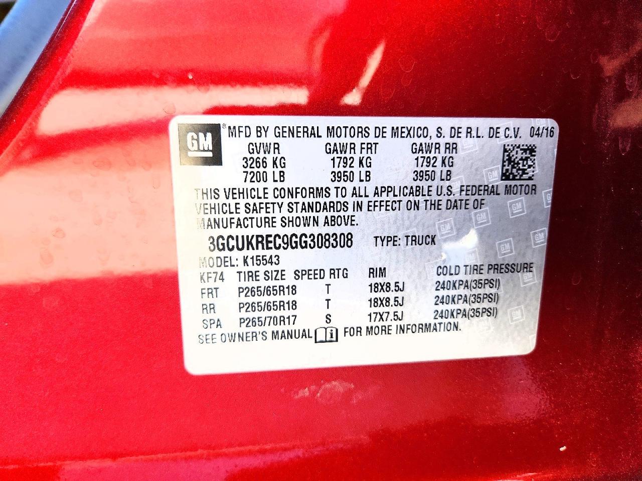 2016 CHEVROLET SILVERADO 1500