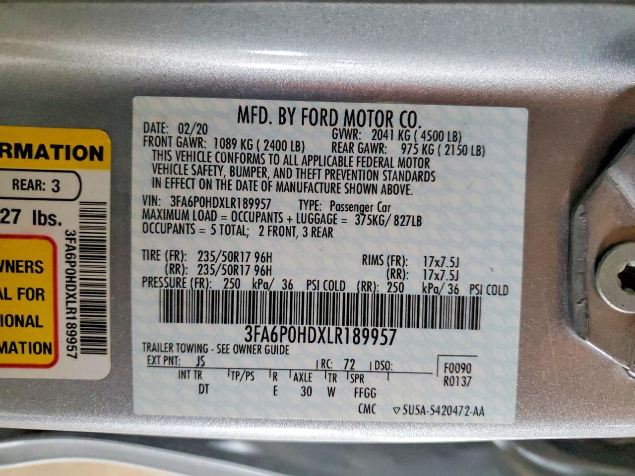 2020 FORD FUSION