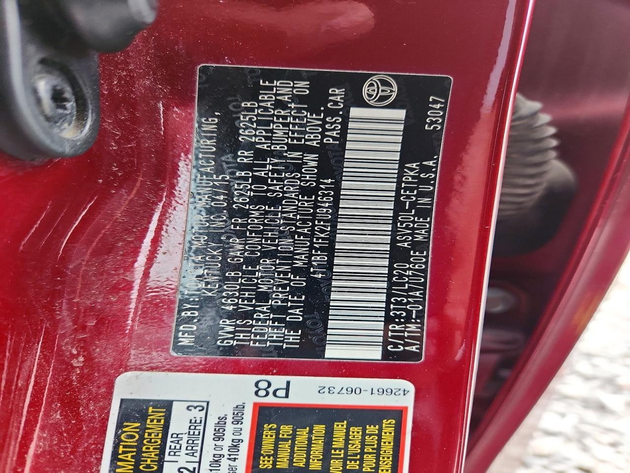 2015 TOYOTA CAMRY