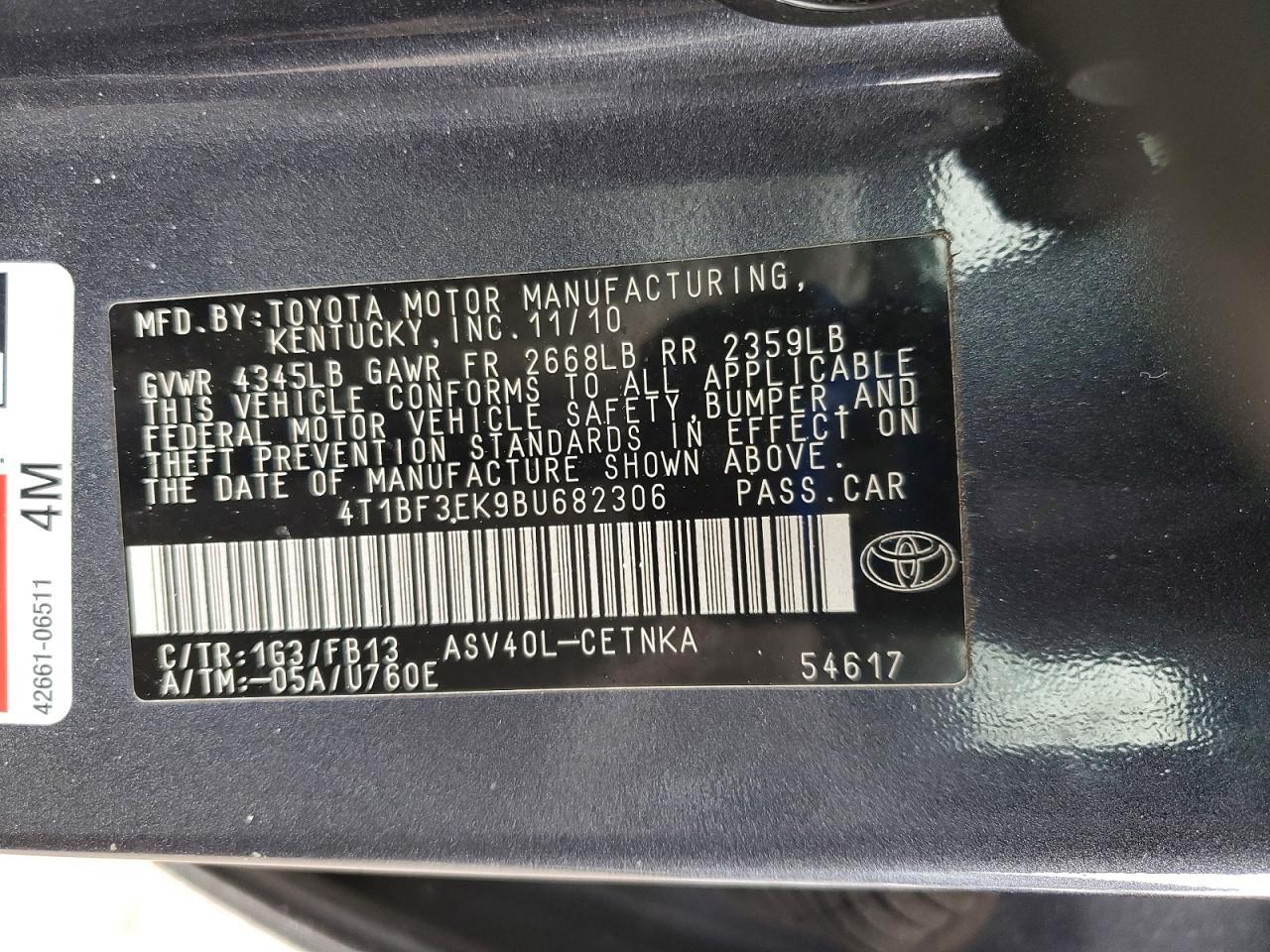 2011 TOYOTA CAMRY