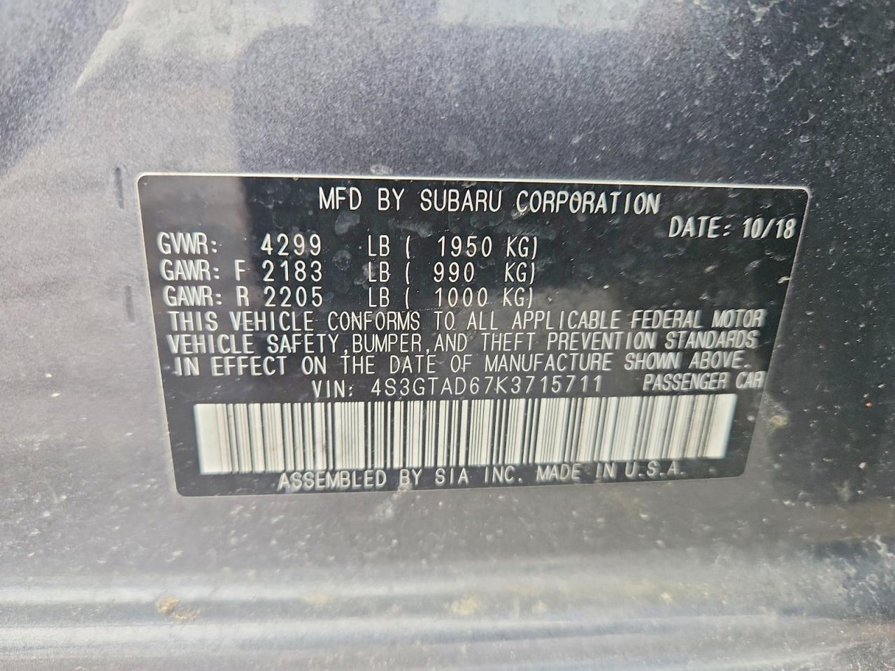 2019 SUBARU IMPREZA