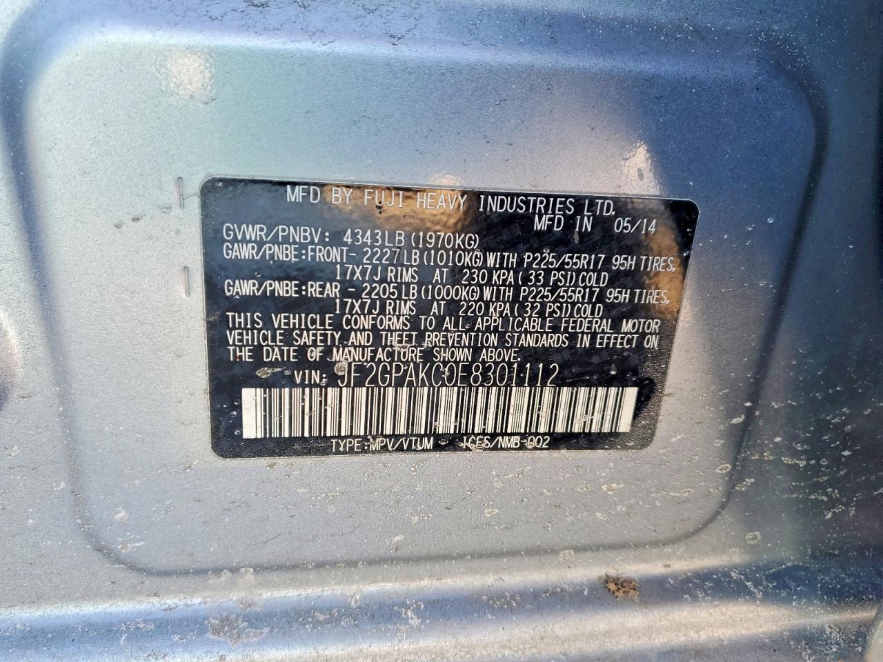 2014 SUBARU XV Crosstrek