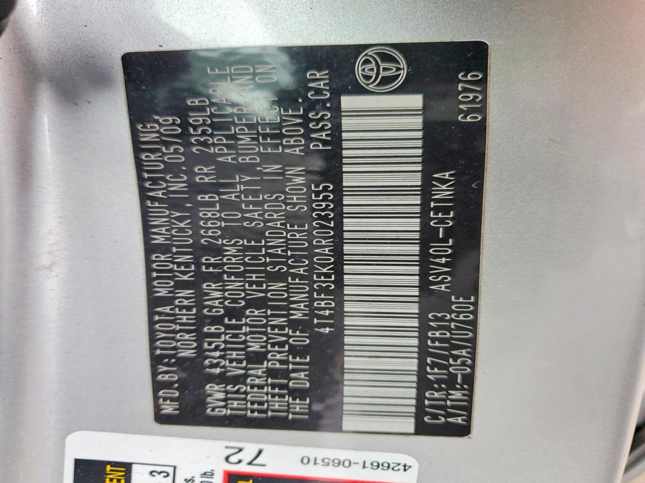 2010 TOYOTA CAMRY