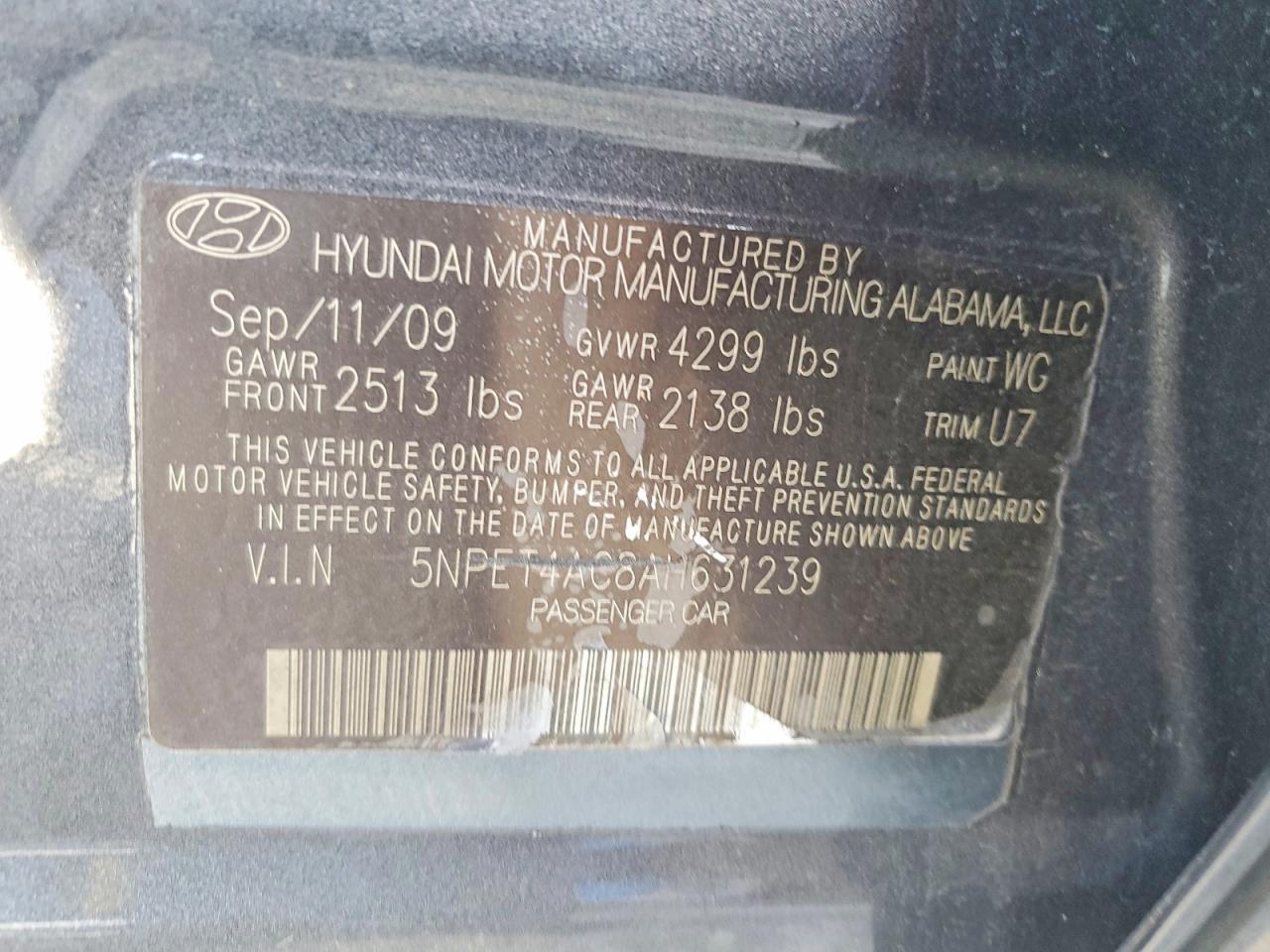 2010 HYUNDAI SONATA