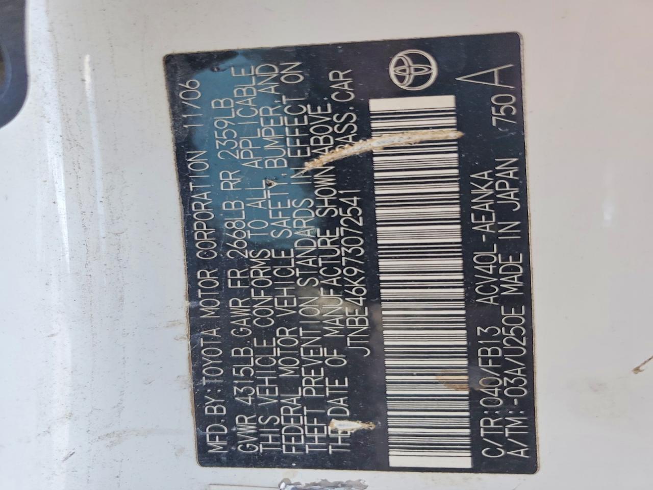 2007 TOYOTA CAMRY