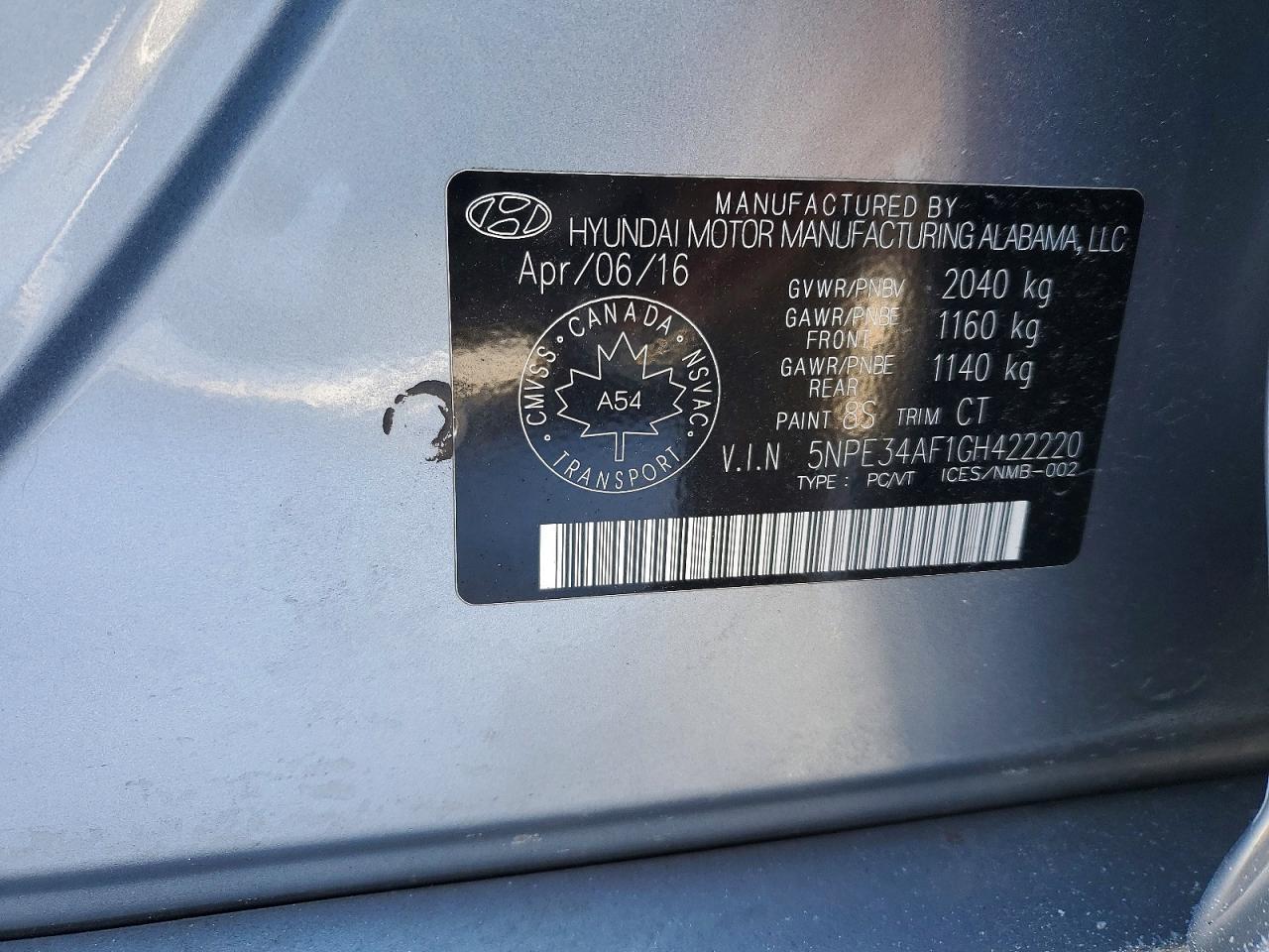 2016 HYUNDAI SONATA