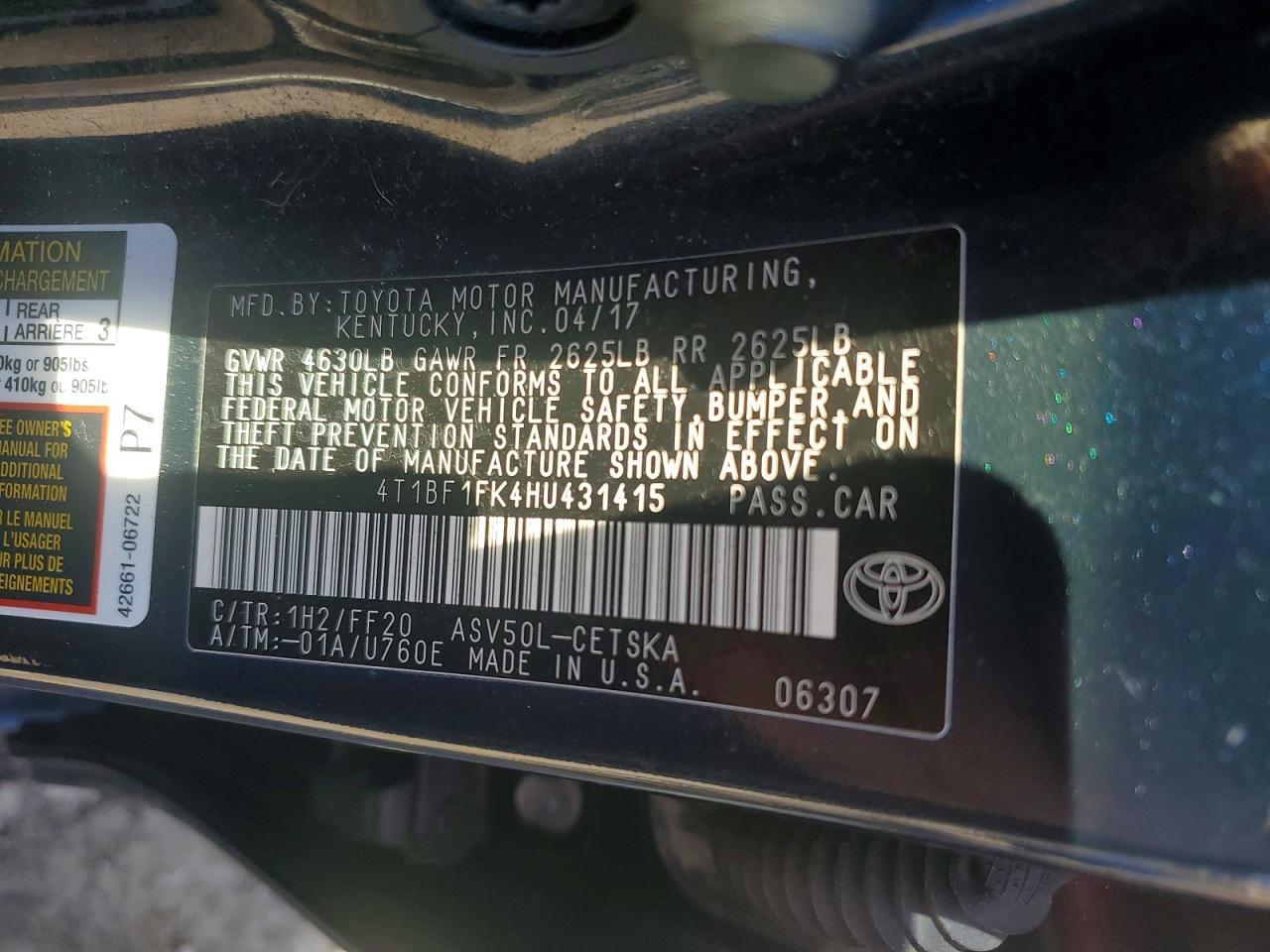 2017 TOYOTA CAMRY
