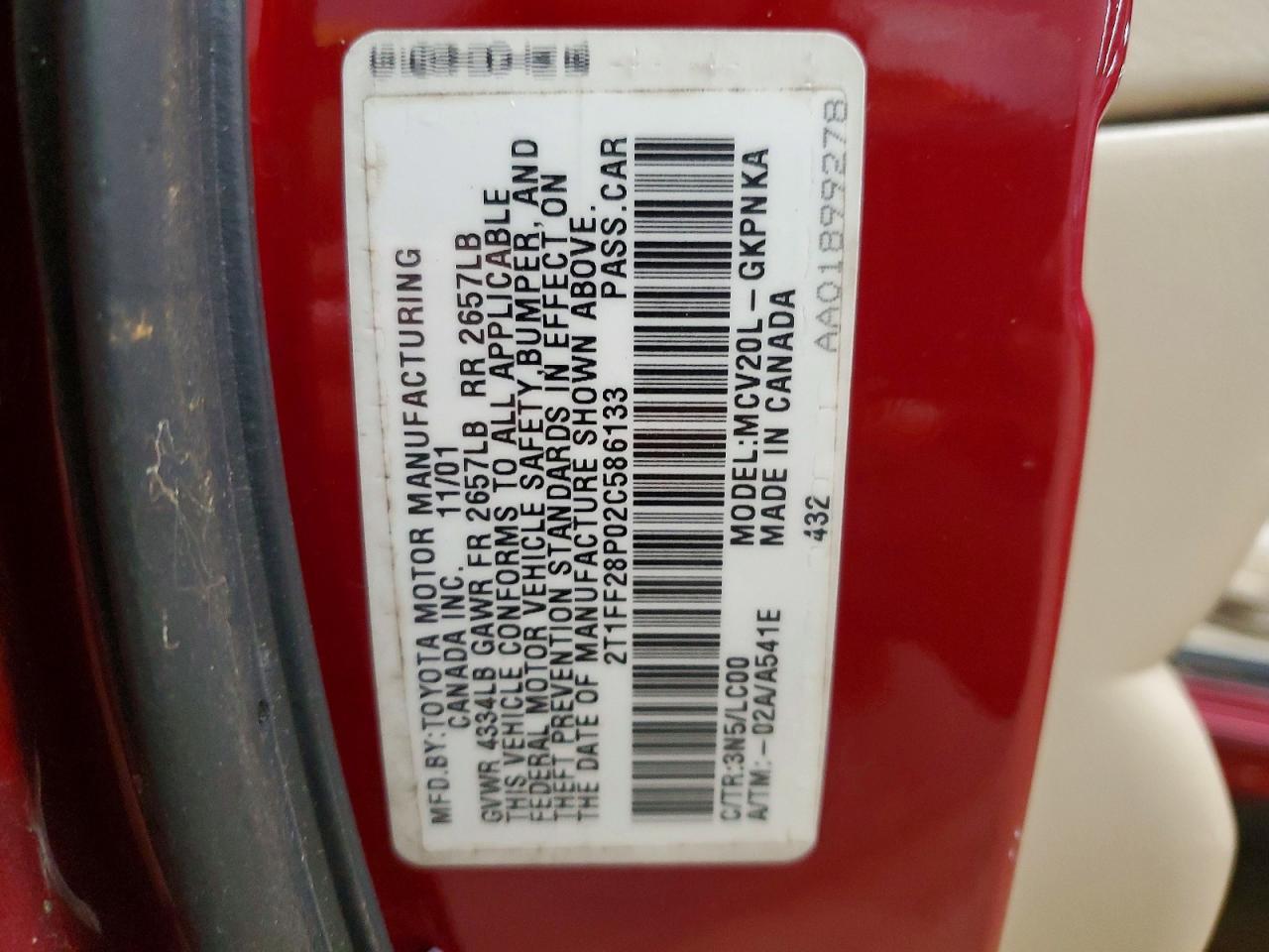 2002 TOYOTA CAMRY