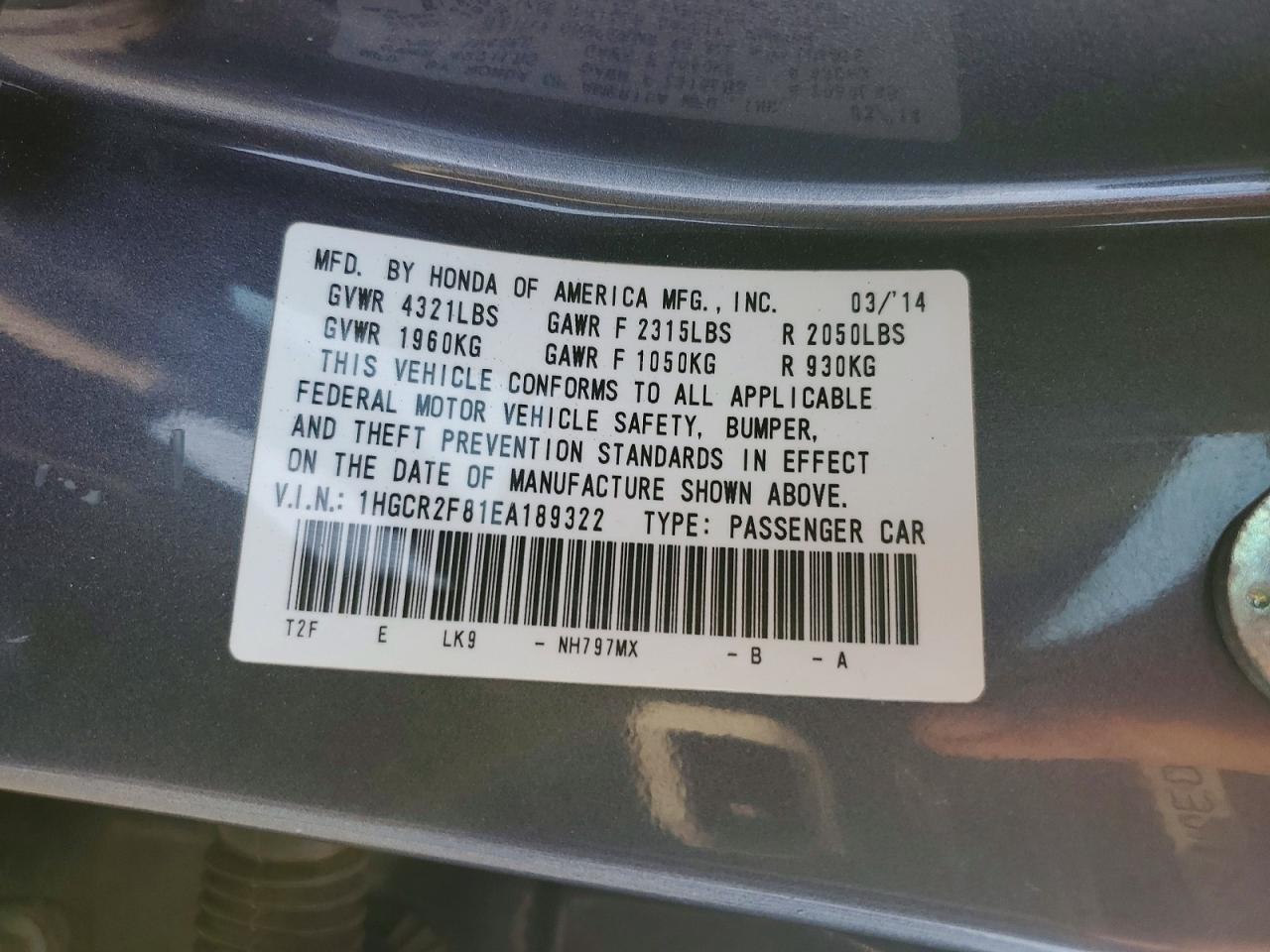 2014 HONDA ACCORD