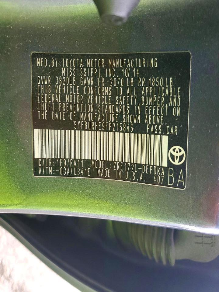 2015 TOYOTA COROLLA