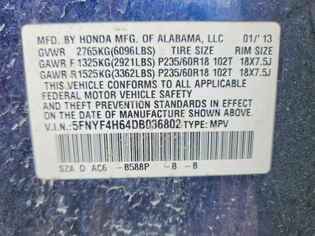 2013 HONDA PILOT
