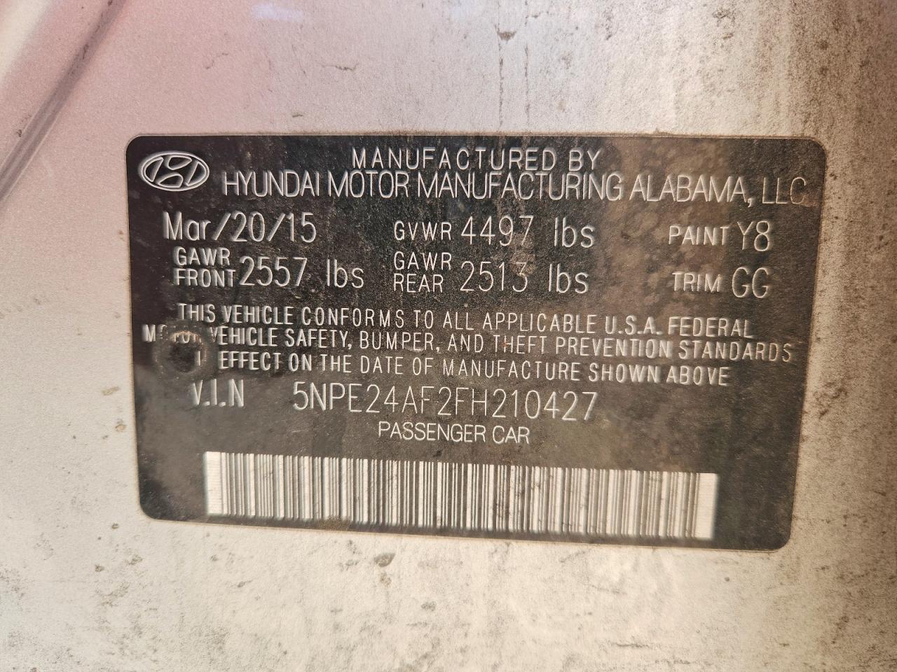 2015 HYUNDAI SONATA