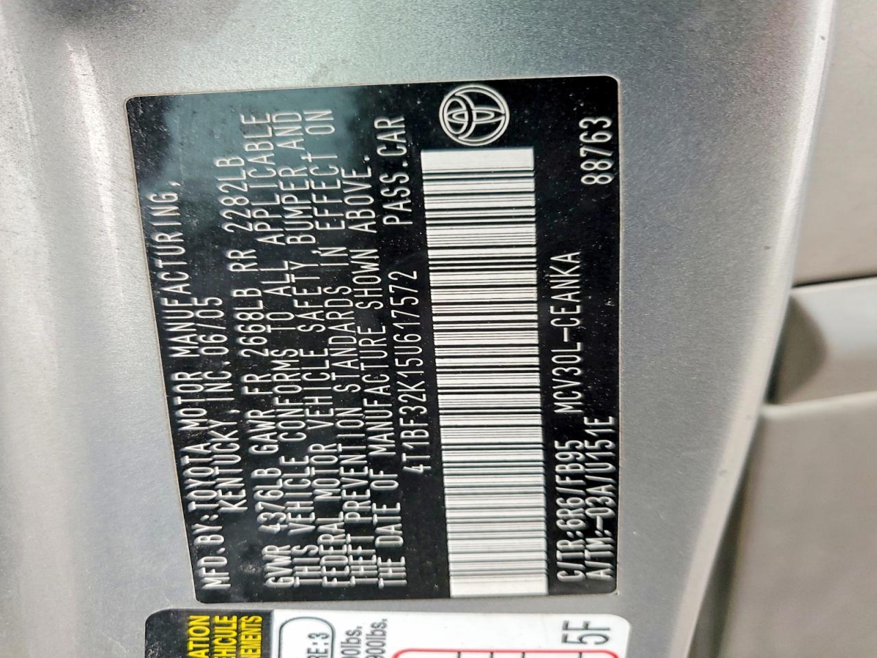 2005 TOYOTA CAMRY