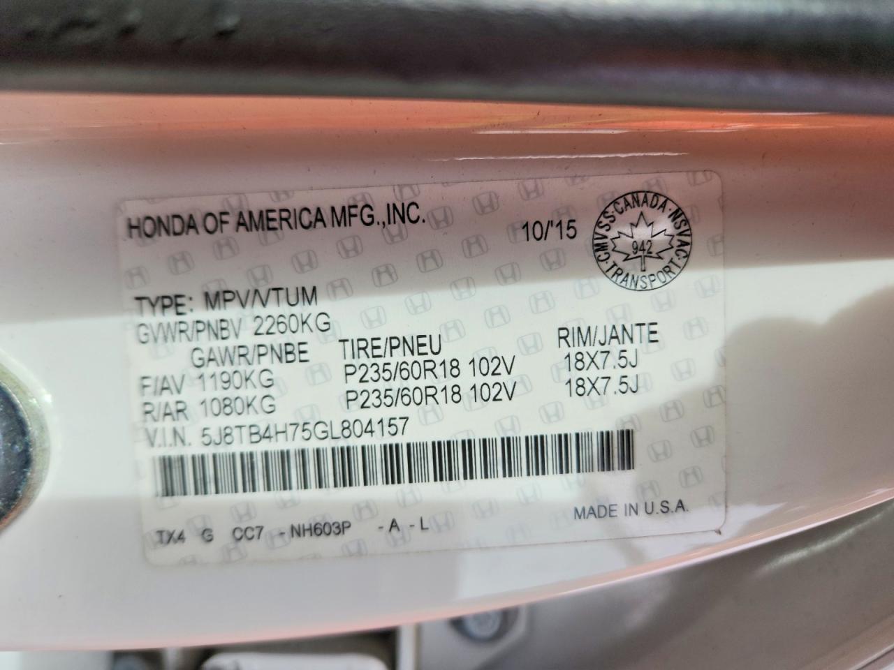 2016 ACURA RDX