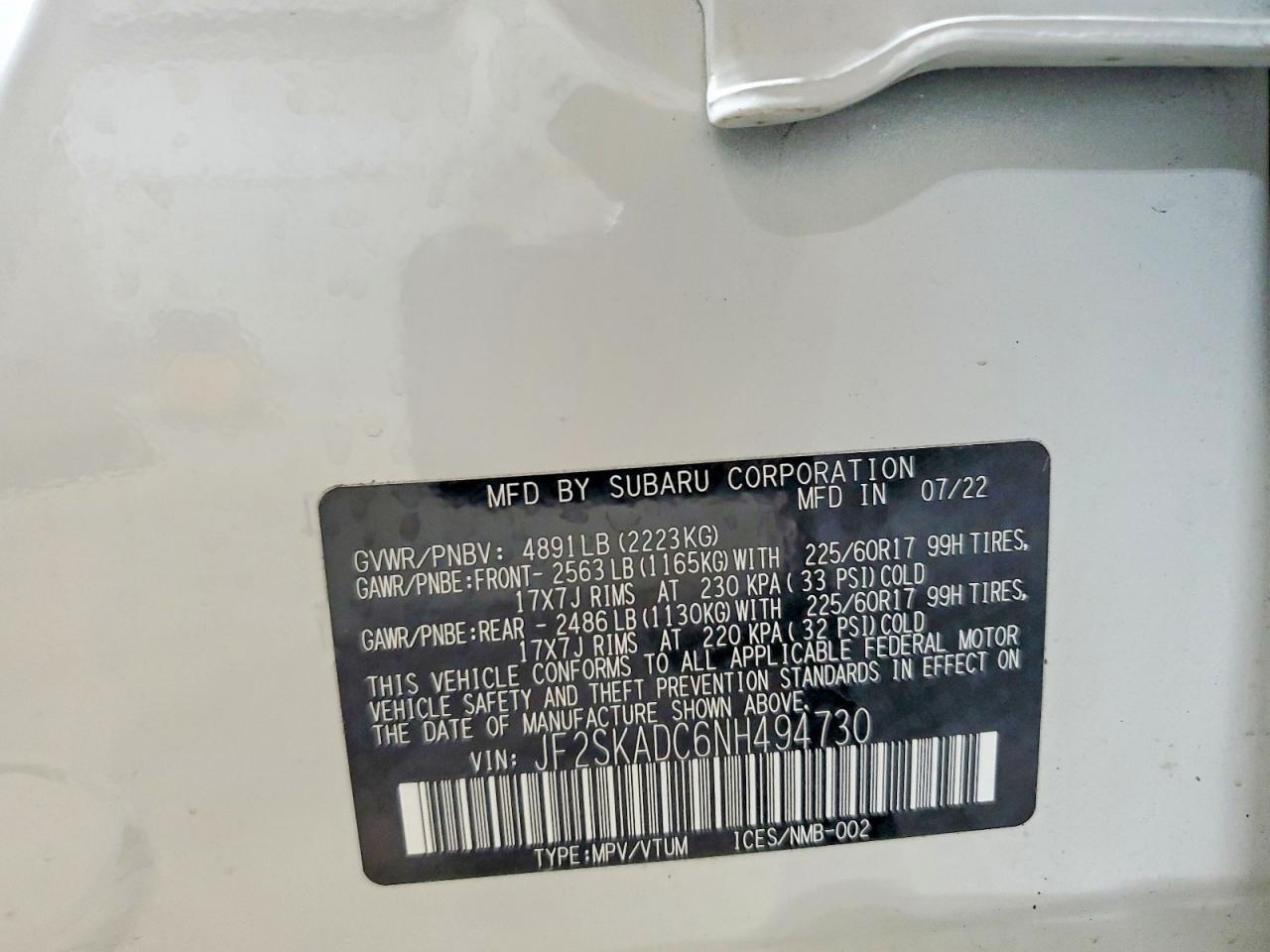 2022 SUBARU FORESTER