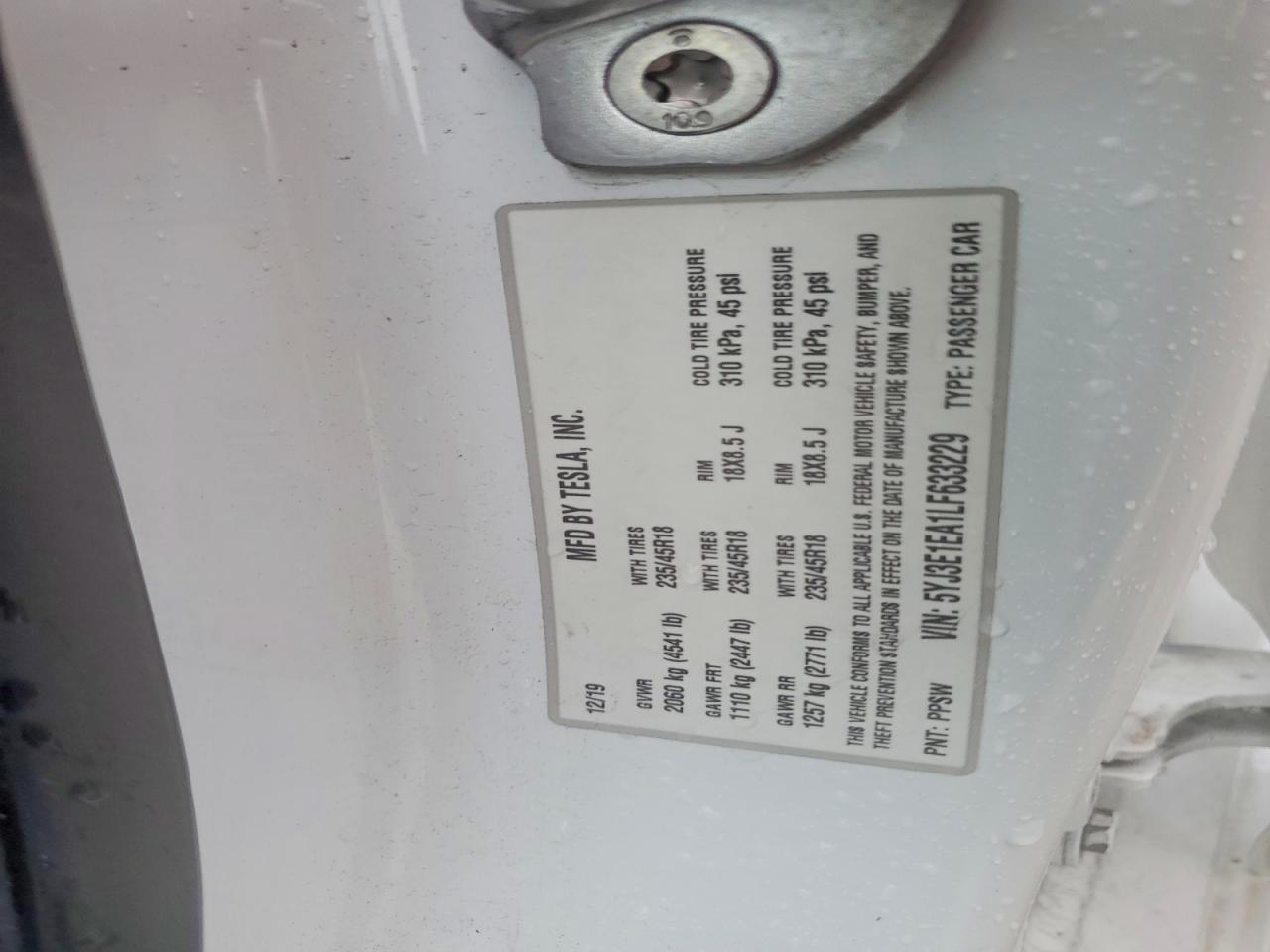 2020 TESLA MODEL 3