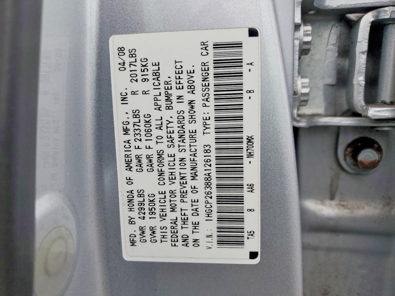 2008 HONDA ACCORD