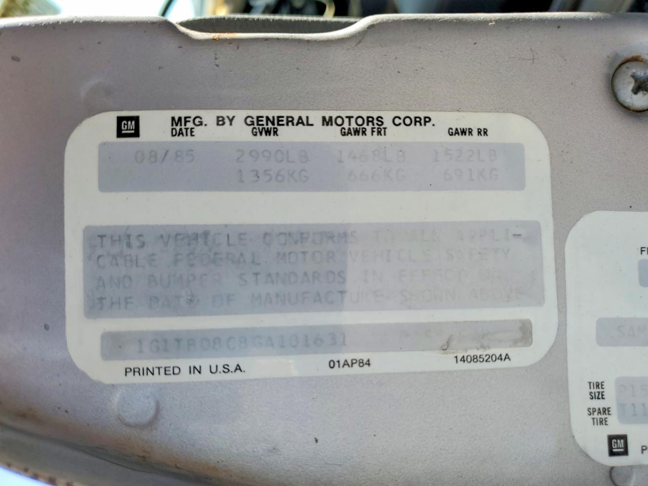 1986 CHEVROLET Chevette
