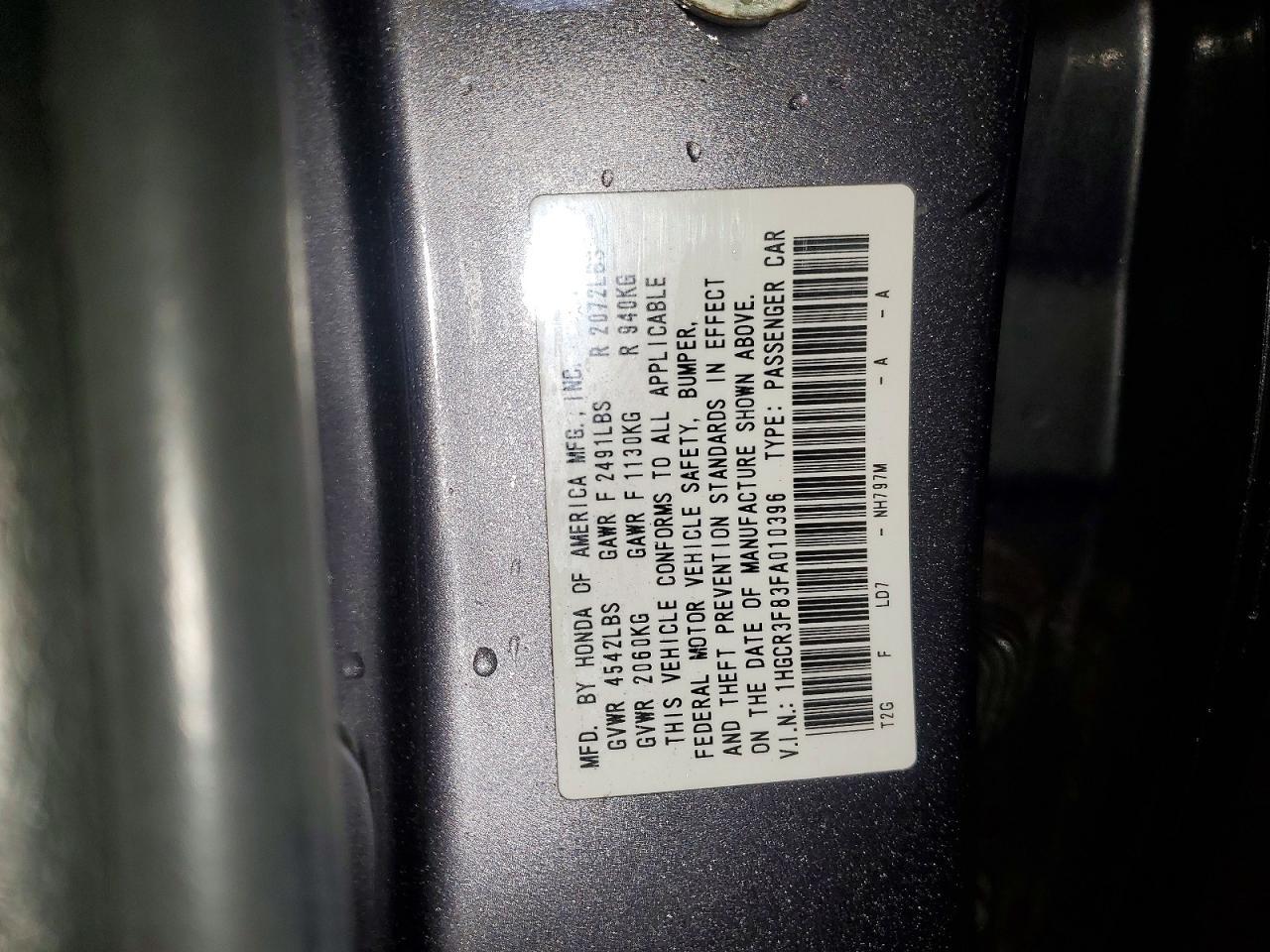 2015 HONDA ACCORD