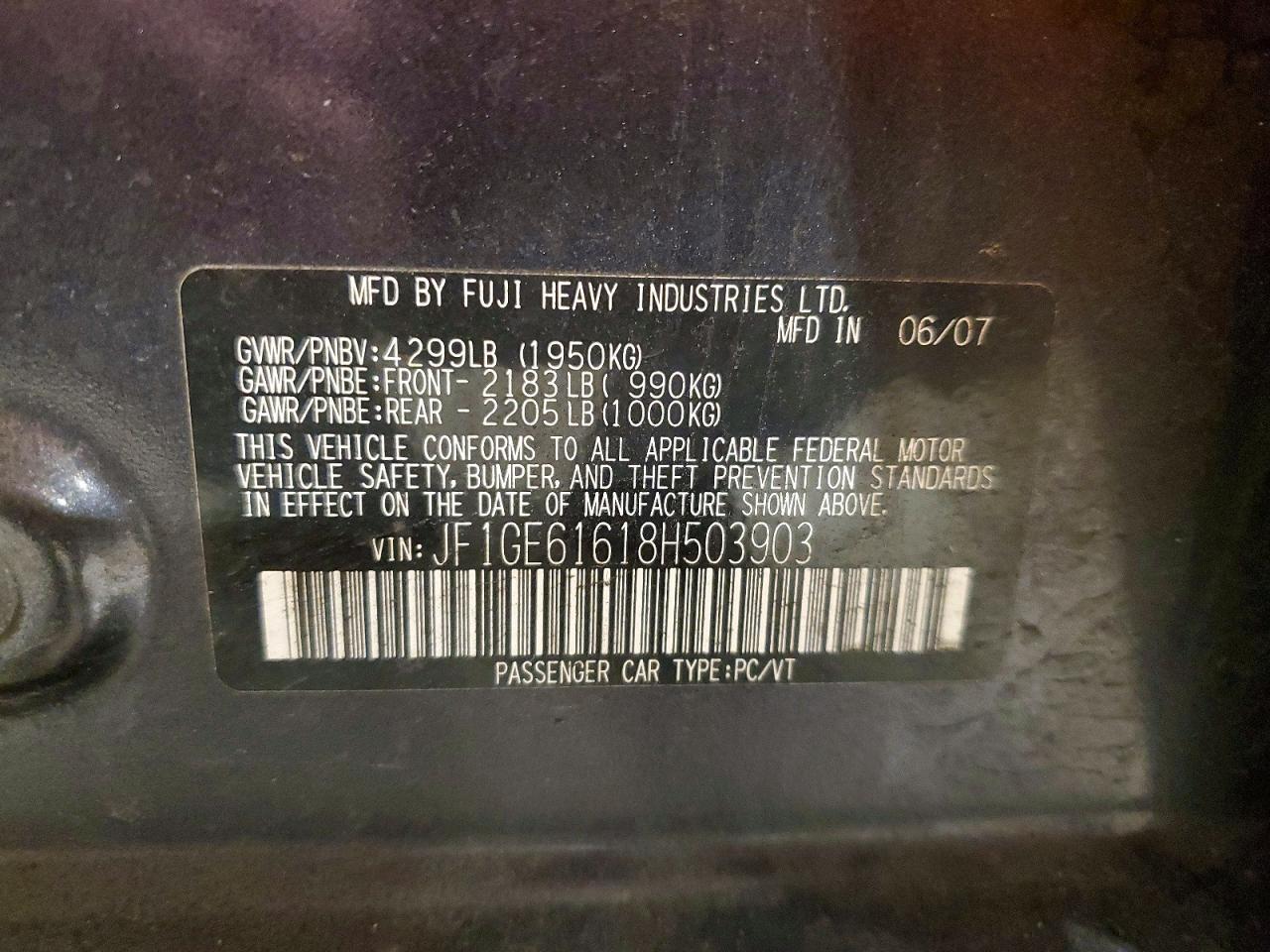 2008 SUBARU IMPREZA