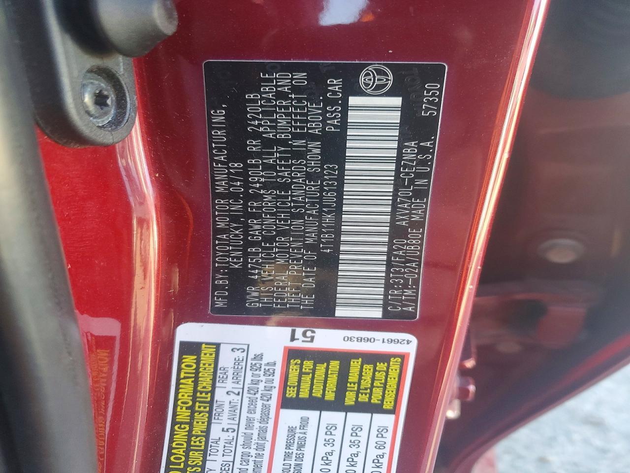 2018 TOYOTA CAMRY