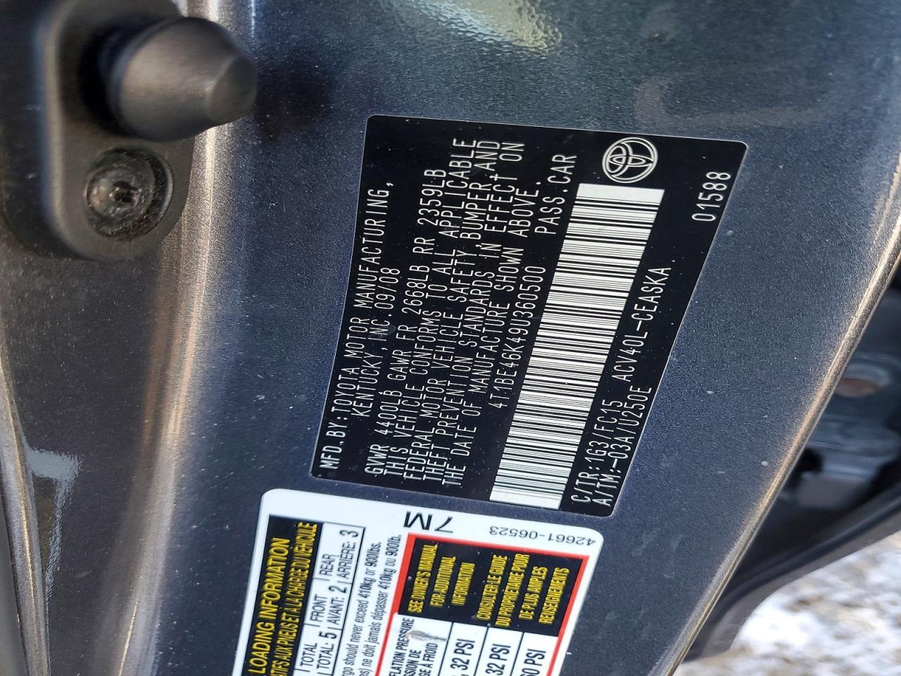 2009 TOYOTA CAMRY
