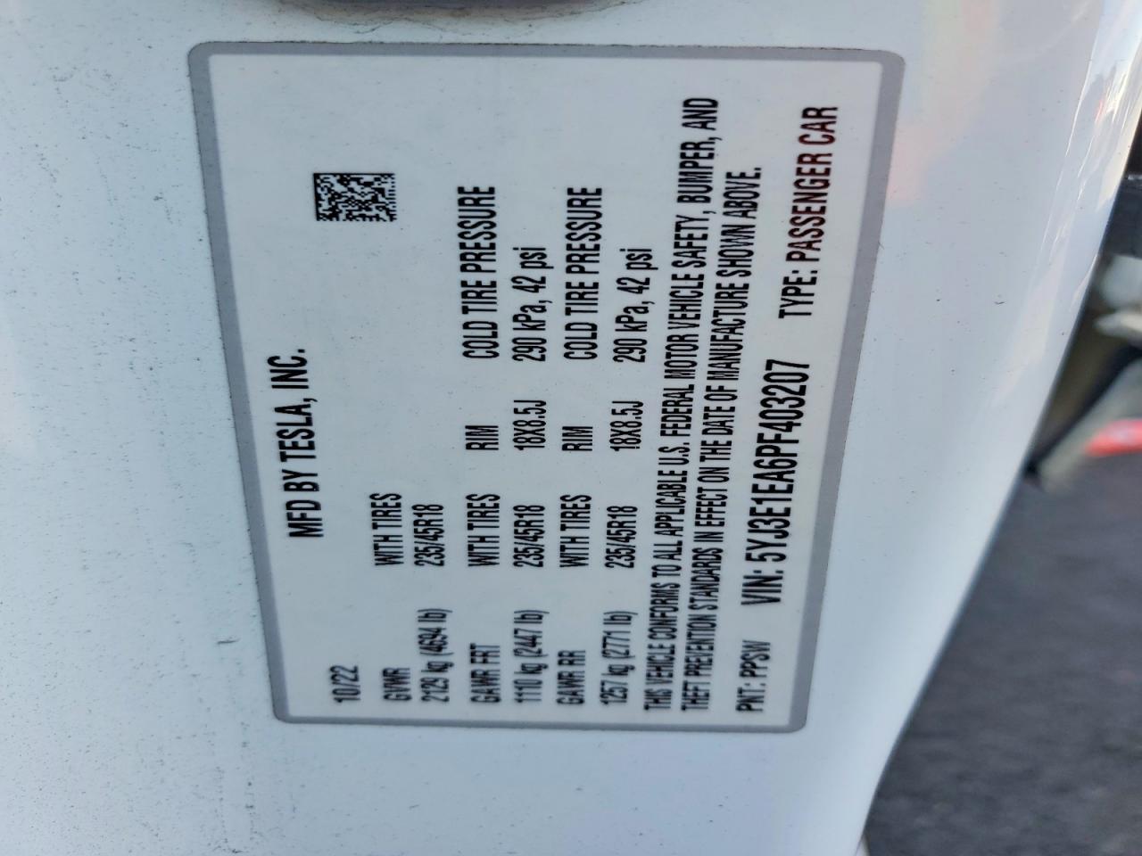 2023 TESLA MODEL 3