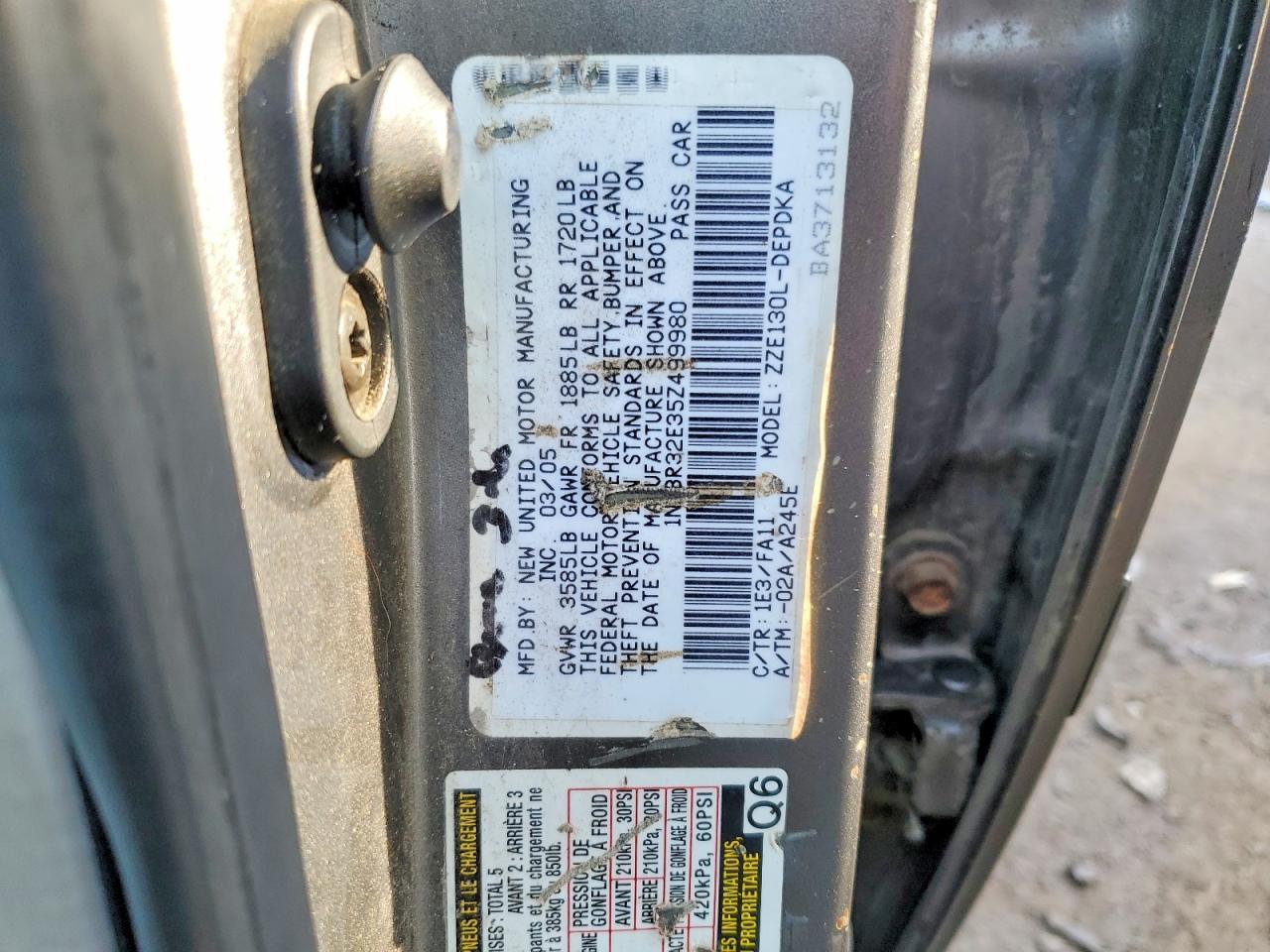 2005 TOYOTA COROLLA